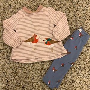 Baby Boden Holiday Robin Set 6-12 months